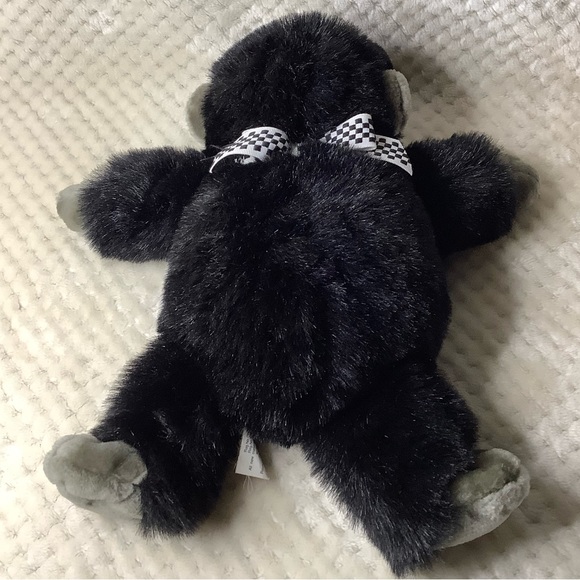 Animal Adventure Inc Plush Black Grey Gorilla with Checkered Bow Stuffed Animal - Picture 6 of 15